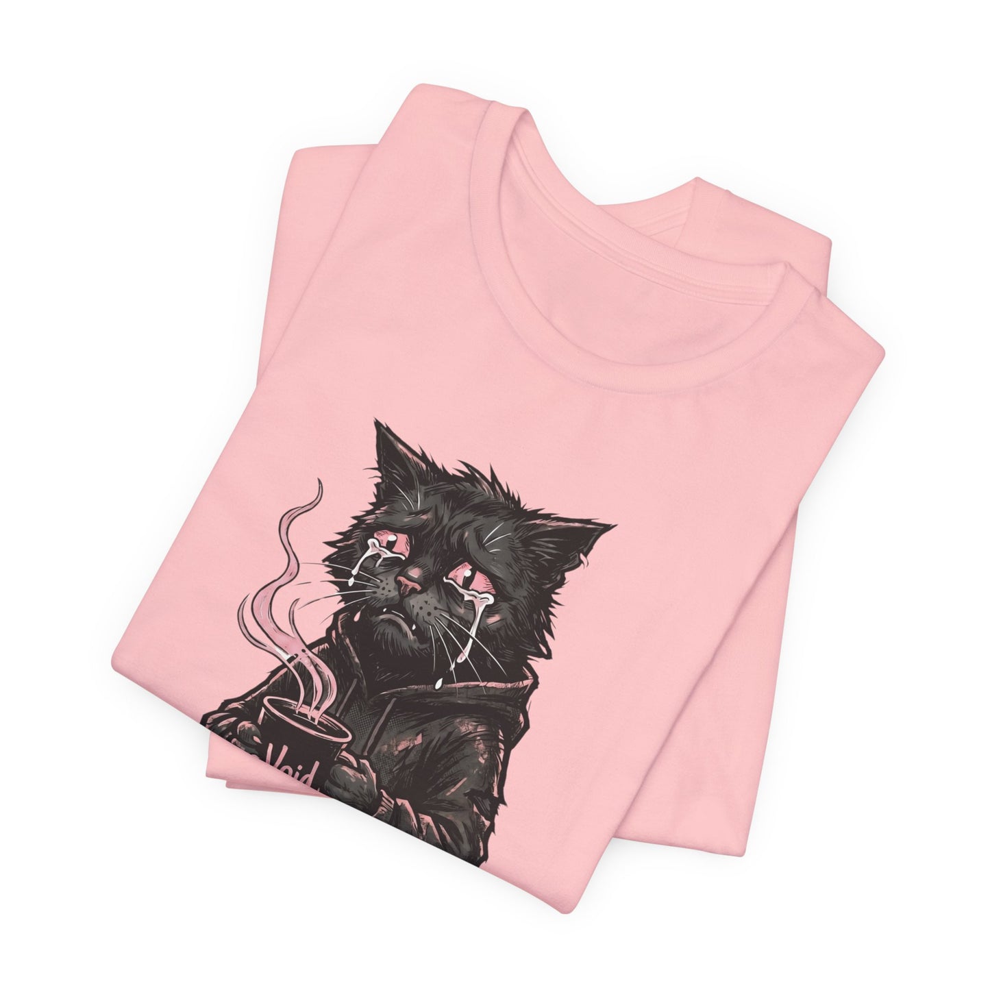 VOID - The Dark Void Cat T‑Shirt — Gothic Coffee Black Cat Illustration Tee