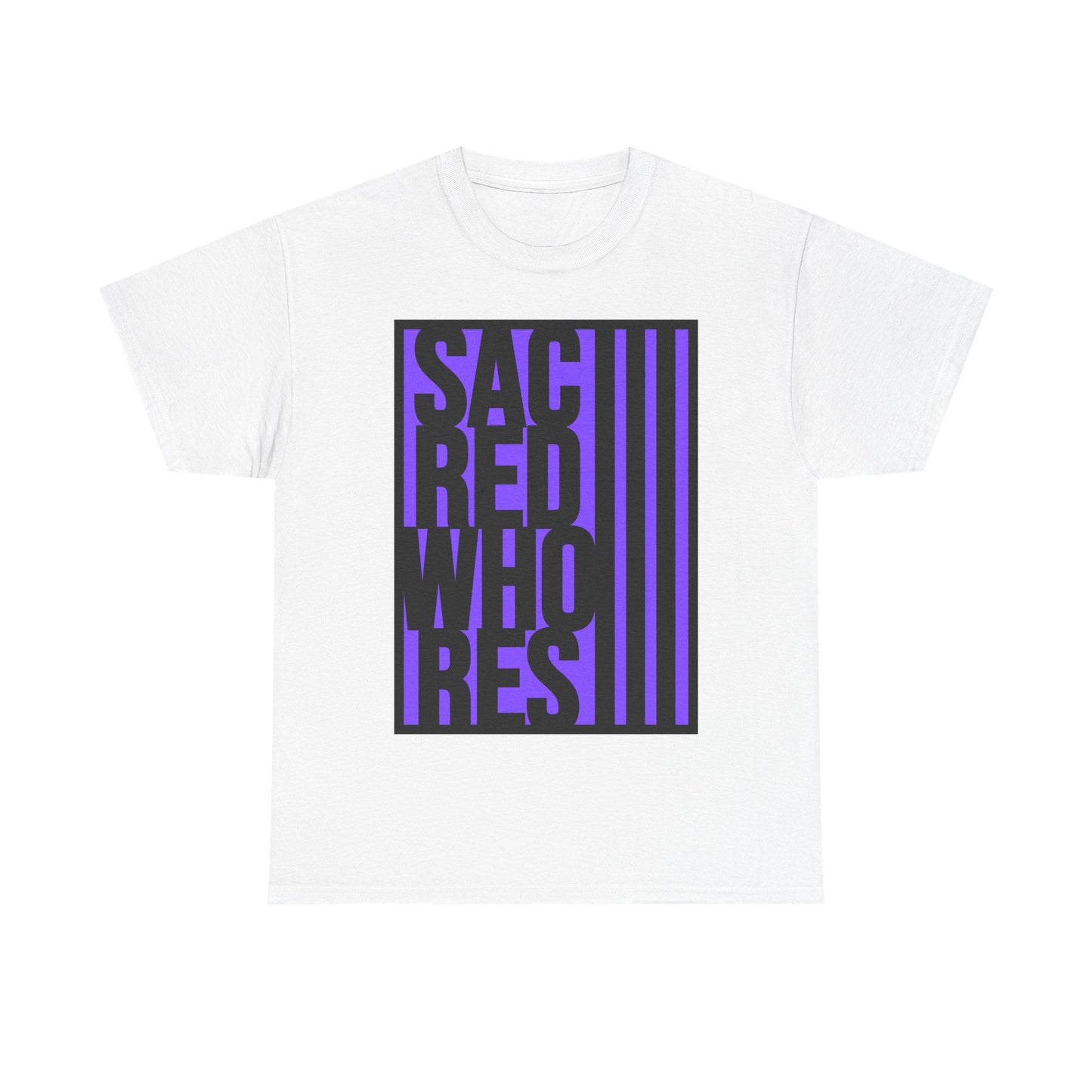 Sacred Whores - Graphic Tee — Bold Purple Typography T-Shirt