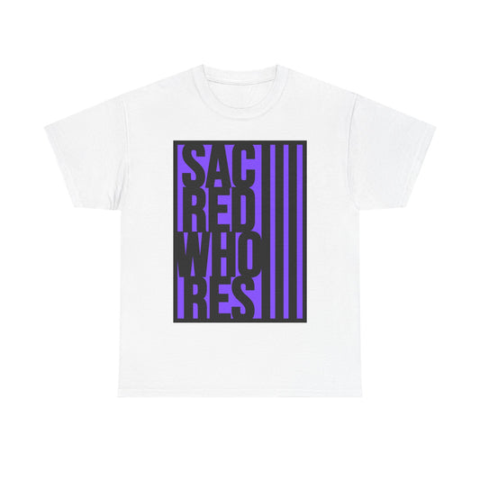 Sacred Whores - Graphic Tee — Bold Purple Typography T-Shirt
