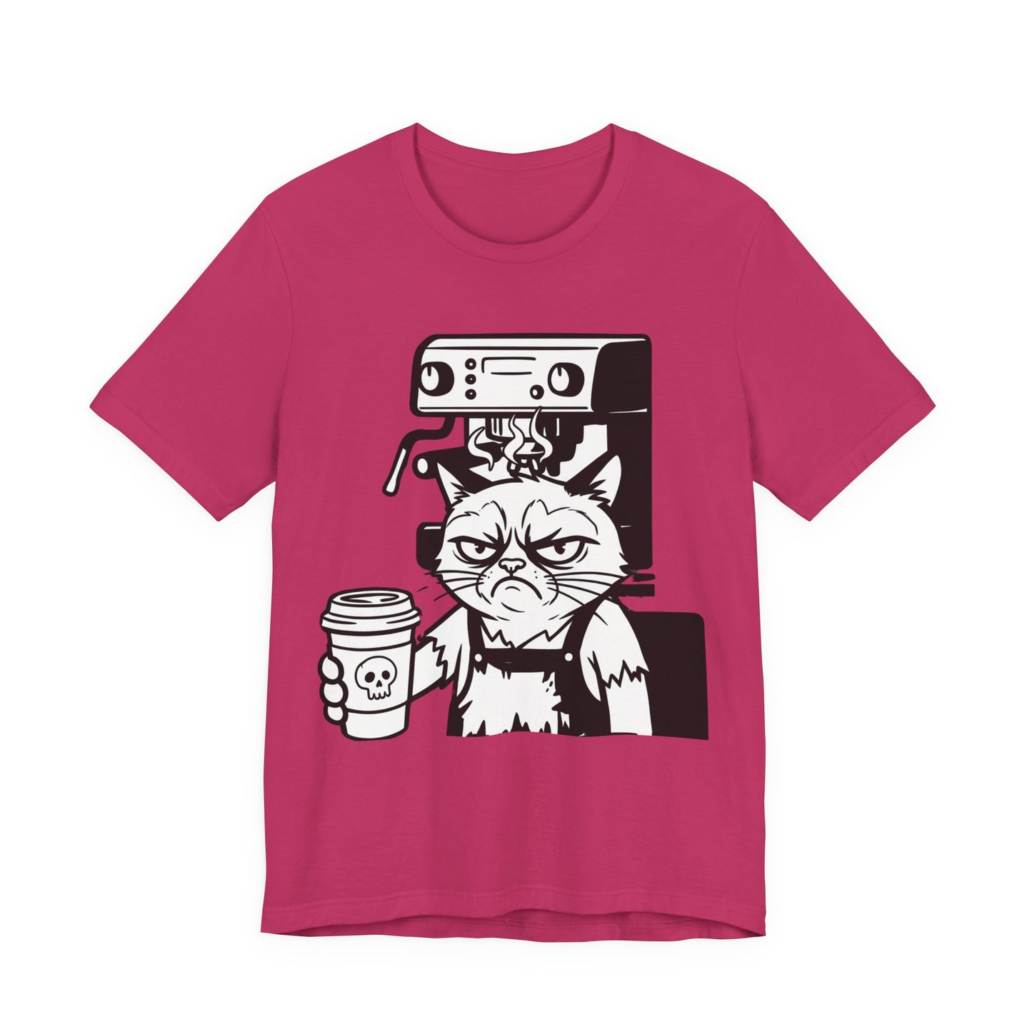 VOID - Annoyed Cat Coffee Tee — Funny Sarcastic Cat Barista Shirt with Coffee & Espresso Machine