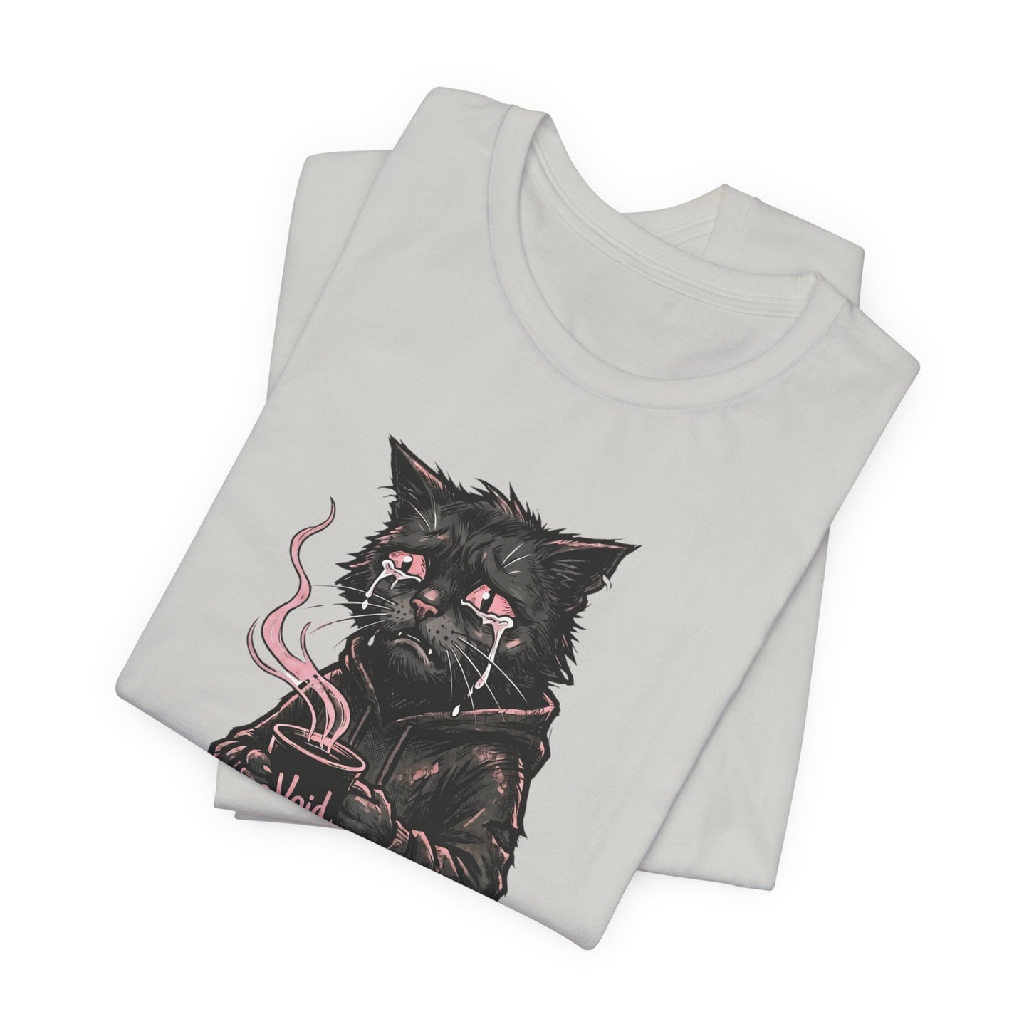 VOID - The Dark Void Cat T‑Shirt — Gothic Coffee Black Cat Illustration Tee
