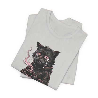 VOID - The Dark Void Cat T‑Shirt — Gothic Coffee Black Cat Illustration Tee