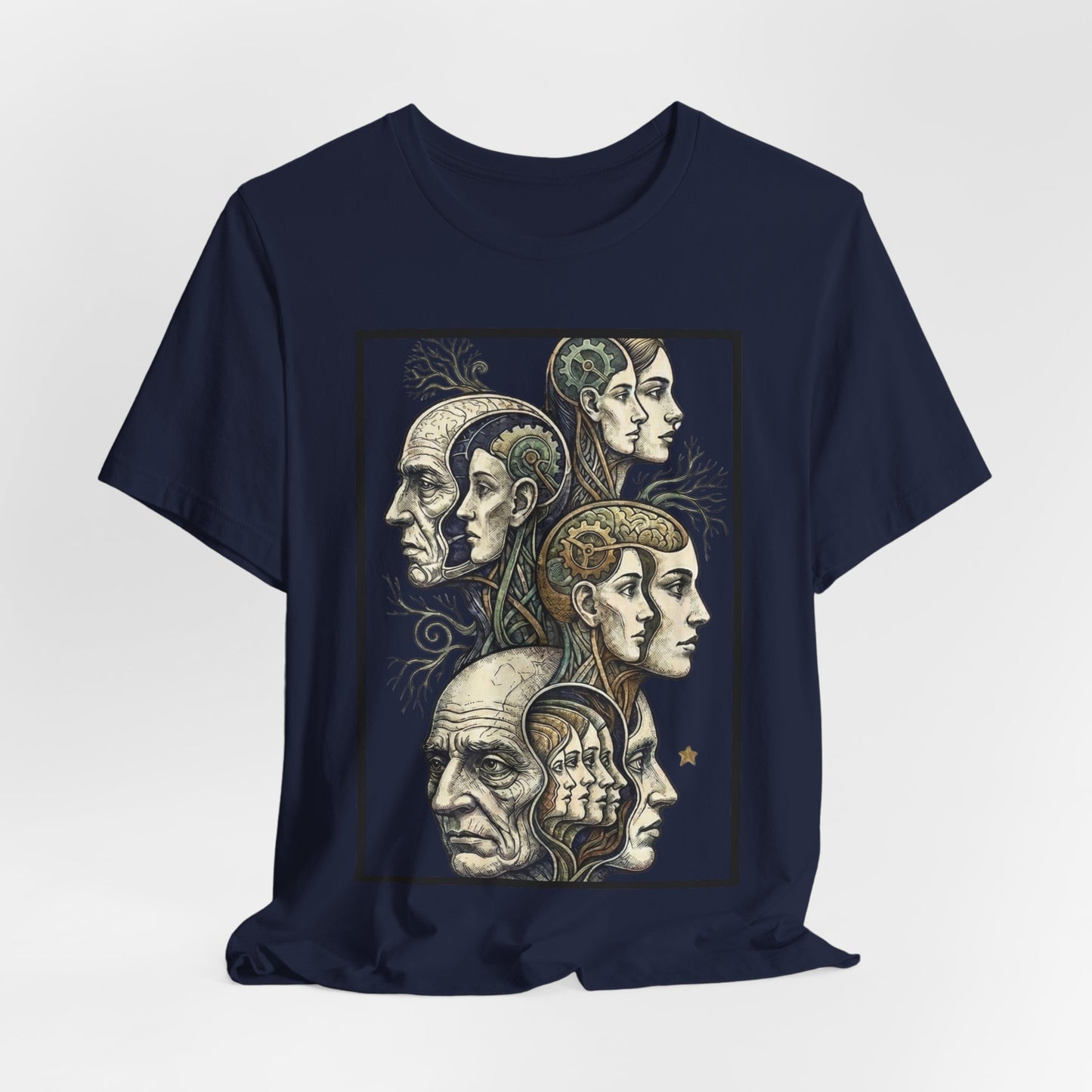 Family of Thought - Crop - Evolution of Minds T-Shirt — Surreal Human Faces Art Tee
