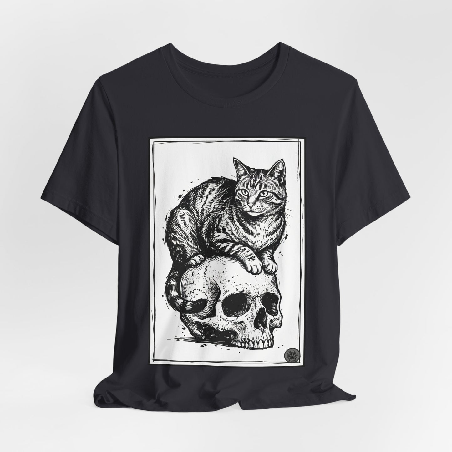 DarkArts Collection - Cat & Skull 2 T‑Shirt — Gothic Cat Skull Graphic Tee