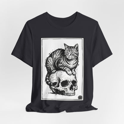 DarkArts Collection - Cat & Skull 2 T‑Shirt — Gothic Cat Skull Graphic Tee