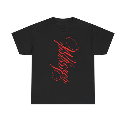 Sacred Whores - Script Tee - Red Calligraphy Graphic T-Shirt