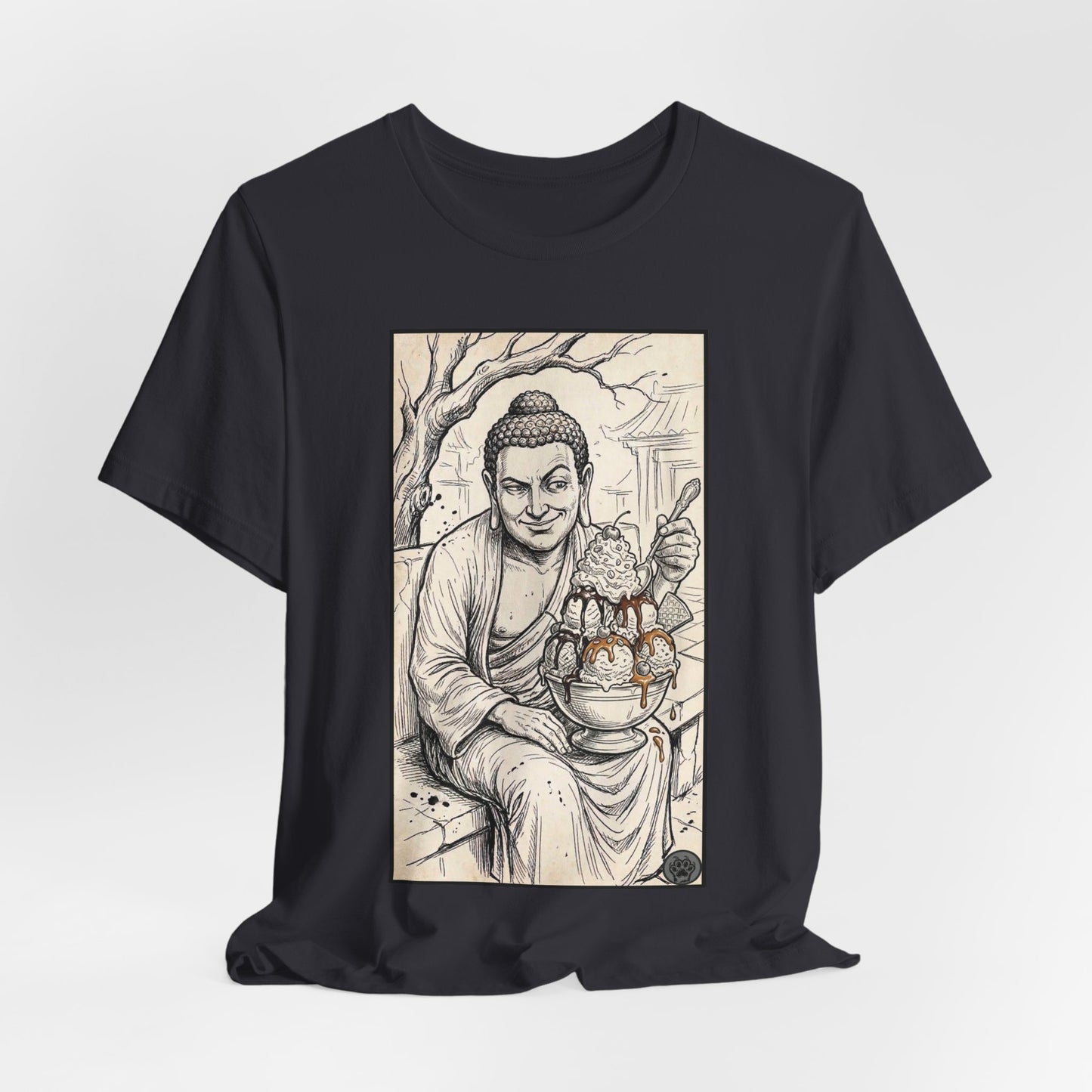 Bad Buddha Sundae Sketch Tee — Religious Humor Buddha Graphic T-Shirt