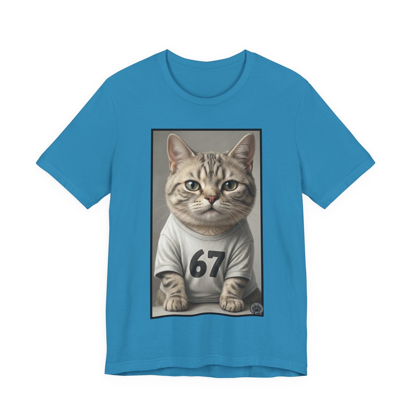 67 Meme - New Variation! - Cat Jersey T‑Shirt — Cute Kitten Portrait with Number 67