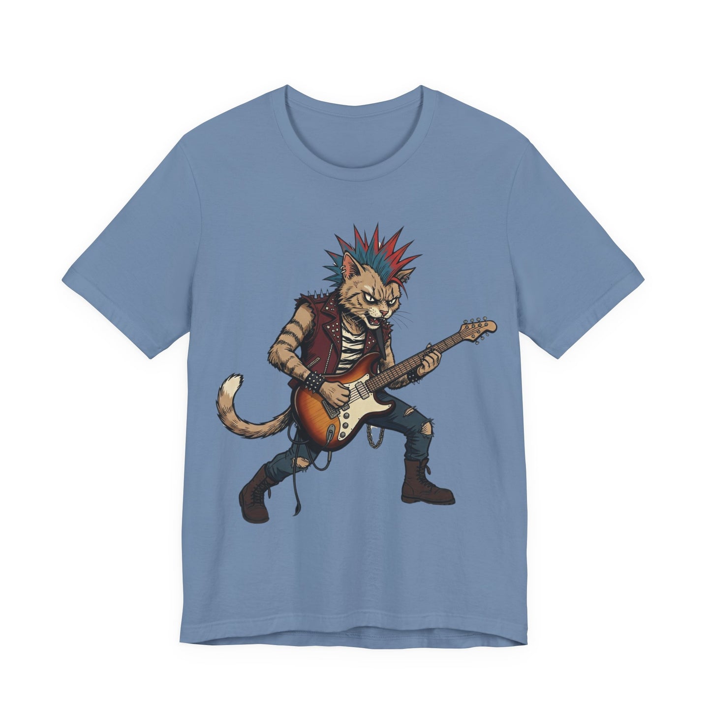 PunkCat - Punk Rock Cat Guitar T-Shirt