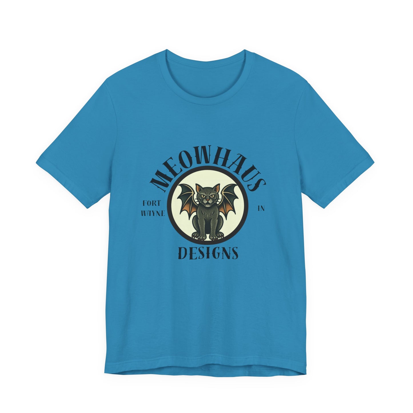MHD - Emblem - Vintage Tattoo Cat Bat Logo Tee — “Meowhaus Designs” Graphic T-Shirt