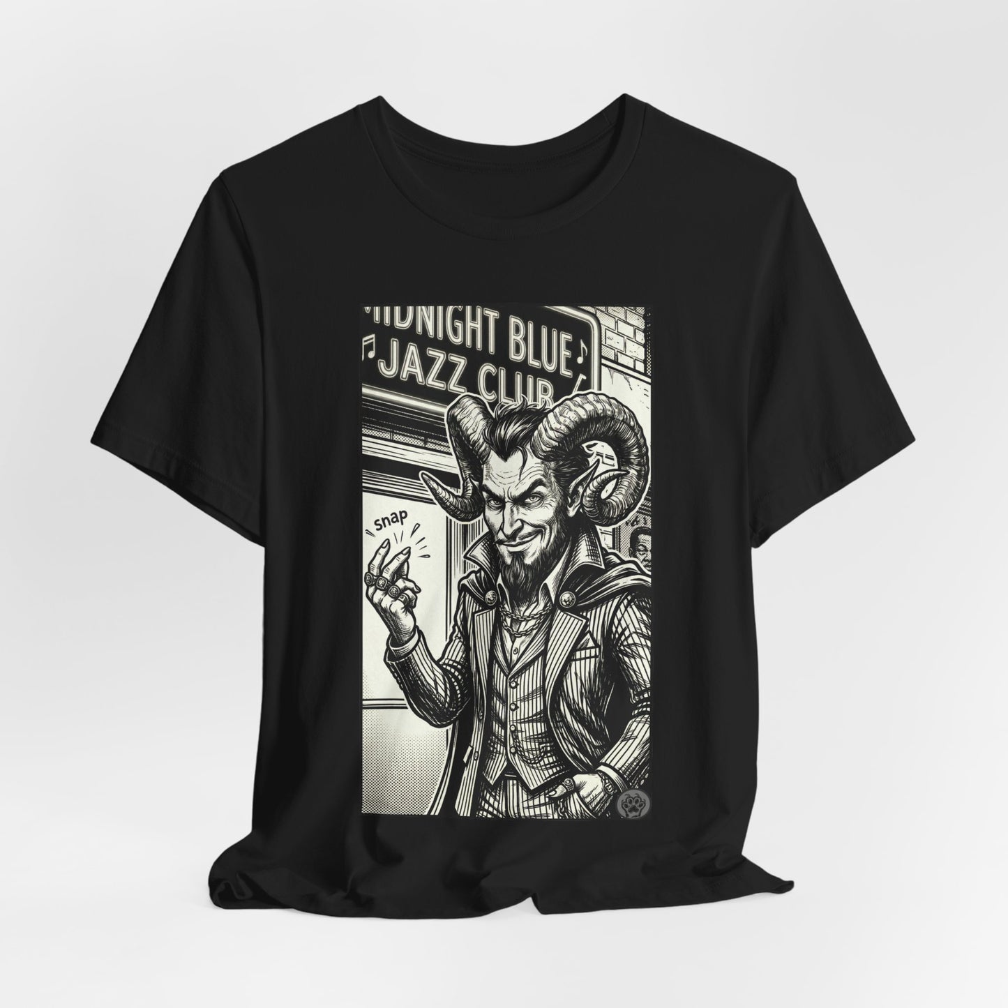 BLZB - Finger Snap Jazz Club Graphic Tee — 'Midnight Blue Jazz Club' Vintage Devil Illustration