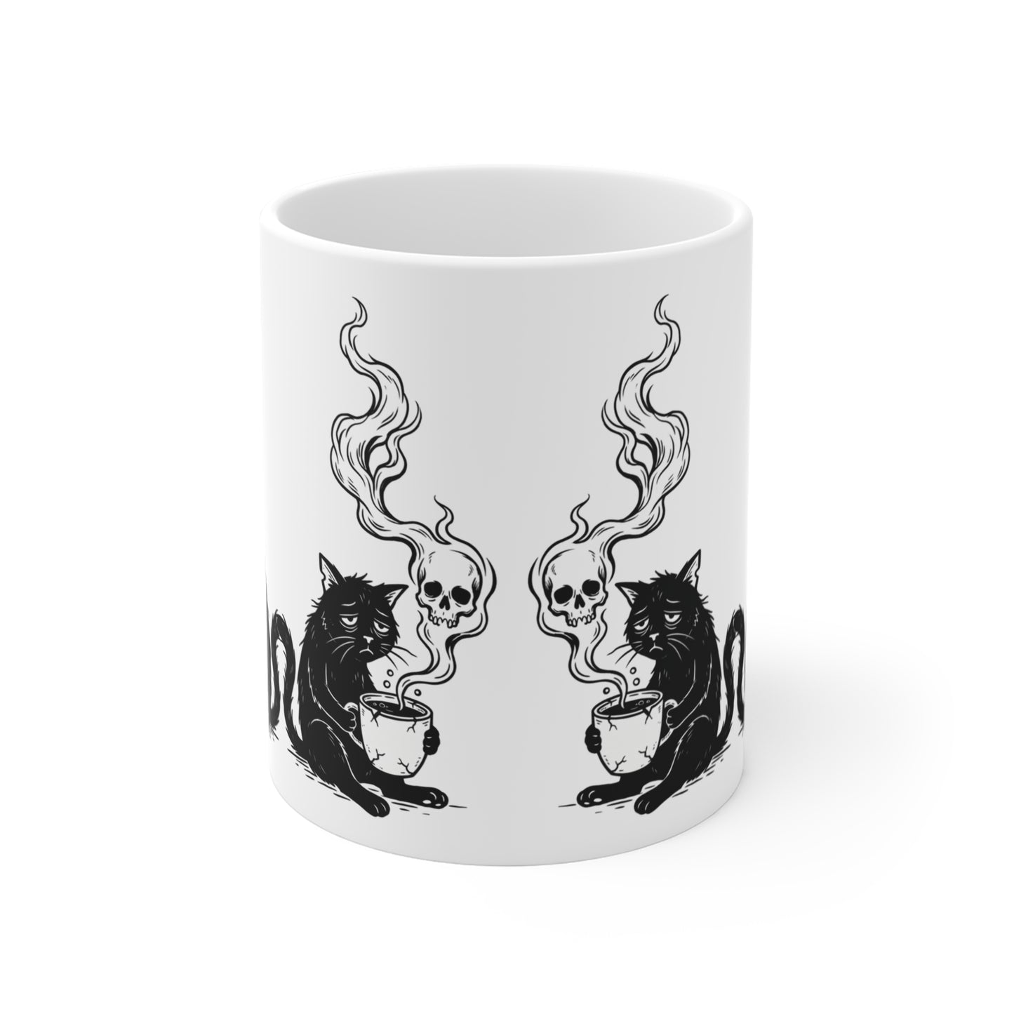 VOID - 11oz Black Cat & Skull Coffee Mug — Gothic Witchy Tea Cup