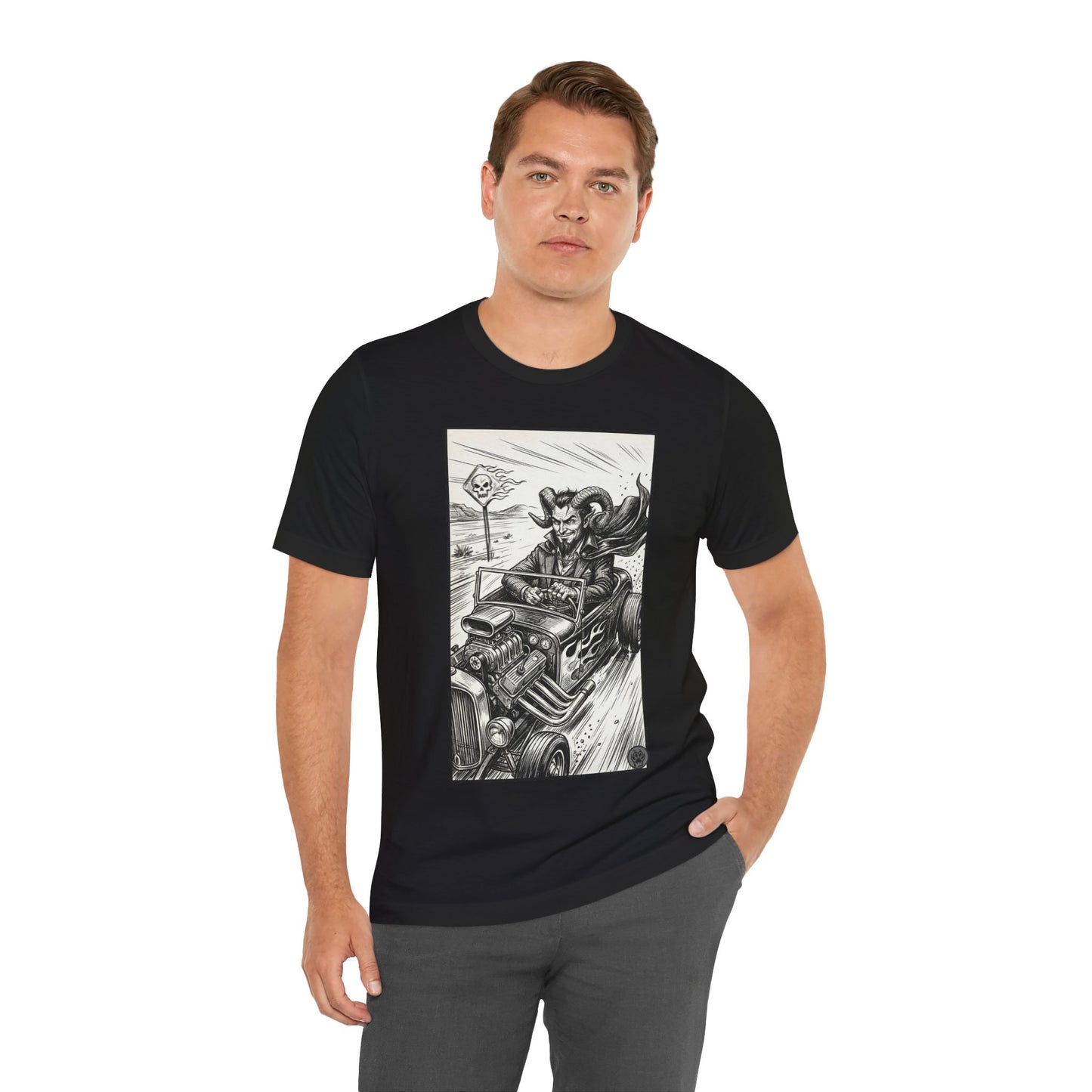 BLZB - Hot Rod Devil Driving T‑Shirt — Vintage Gothic Car Illustration Tee