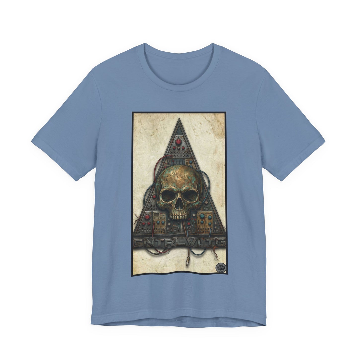 CV - Control Voltage - Ancient Skull Modular Analog Synth Tee — Retro Electronic Skull Graphic T-Shirt