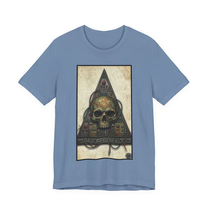 CV - Control Voltage - Ancient Skull Modular Analog Synth Tee — Retro Electronic Skull Graphic T-Shirt