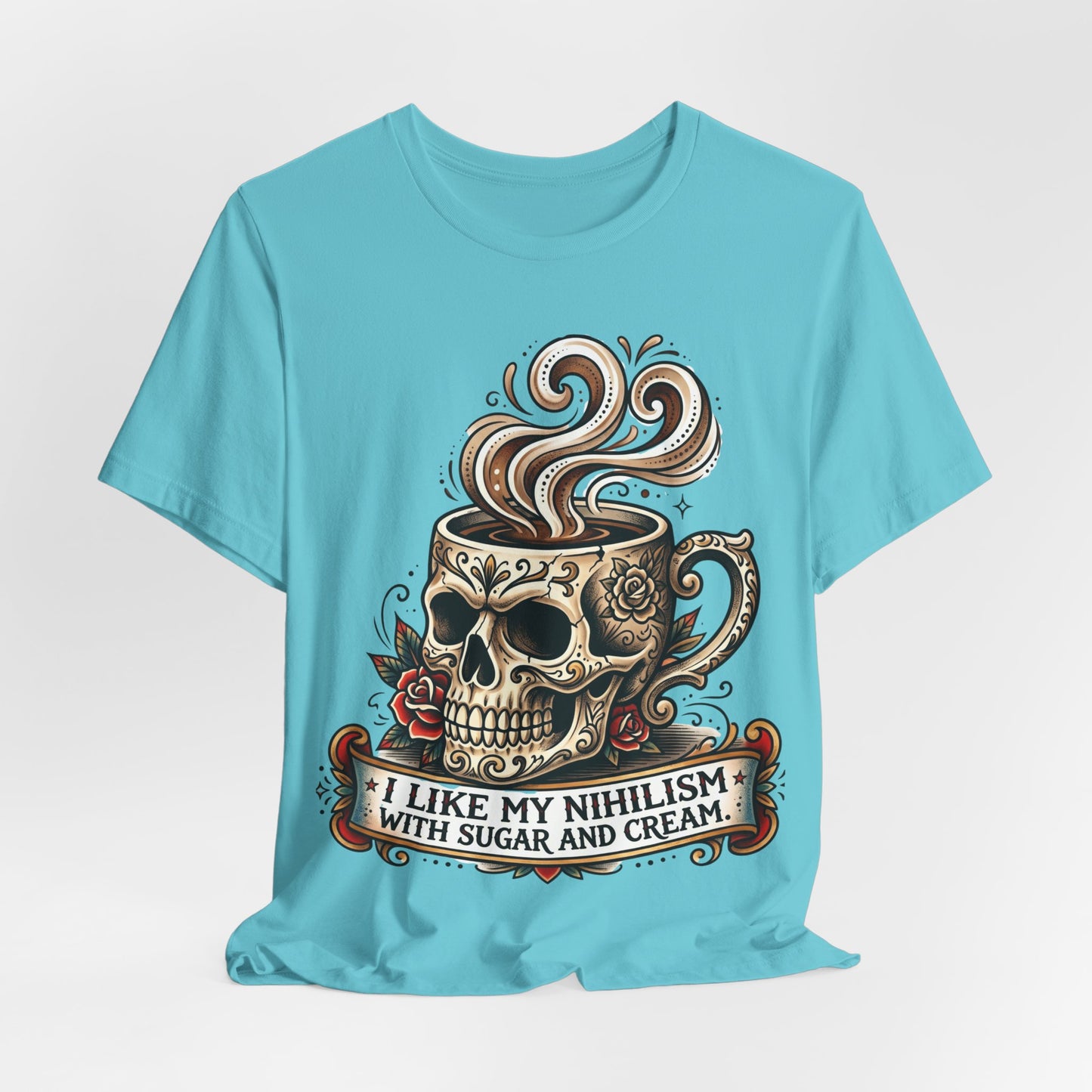 VOID - Skull Coffee Tee — "I Like My Nihilism With Sugar and Cream" Graphic T-Shirt