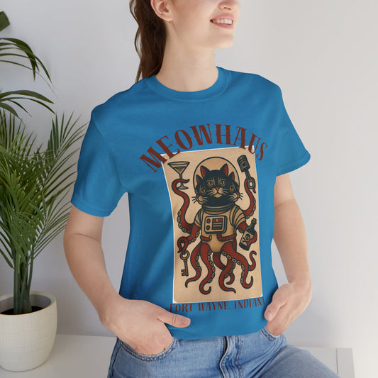 Alien Cat Astronaut Vintage Tattoo Tee – Sci‑Fi Cat Octopus T‑Shirt (Fort Wayne, Indiana)