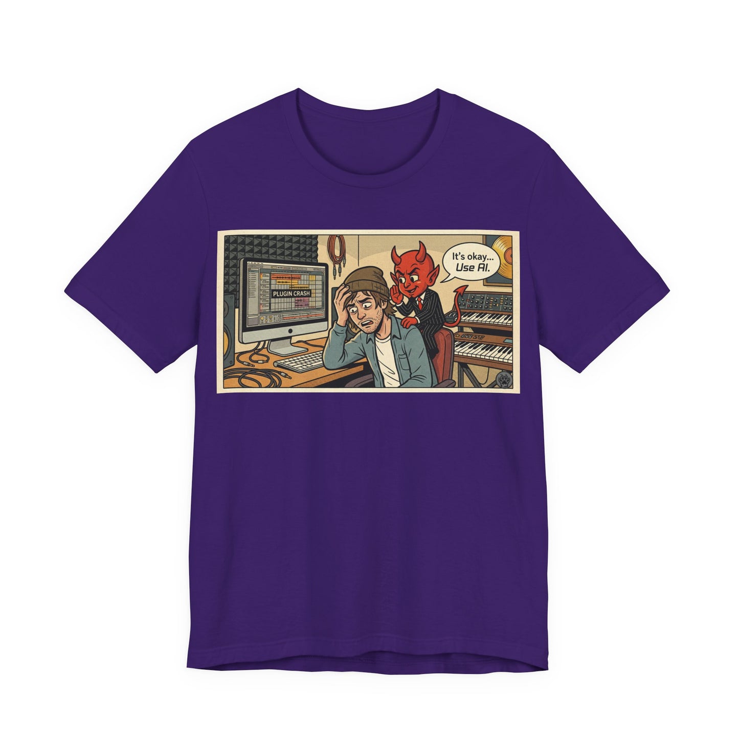 Use AI - Controversial Musician Humor Recording Studio T‑Shirt — Funny Comic “It’s Okay... Use Al” Music Producer Tee
