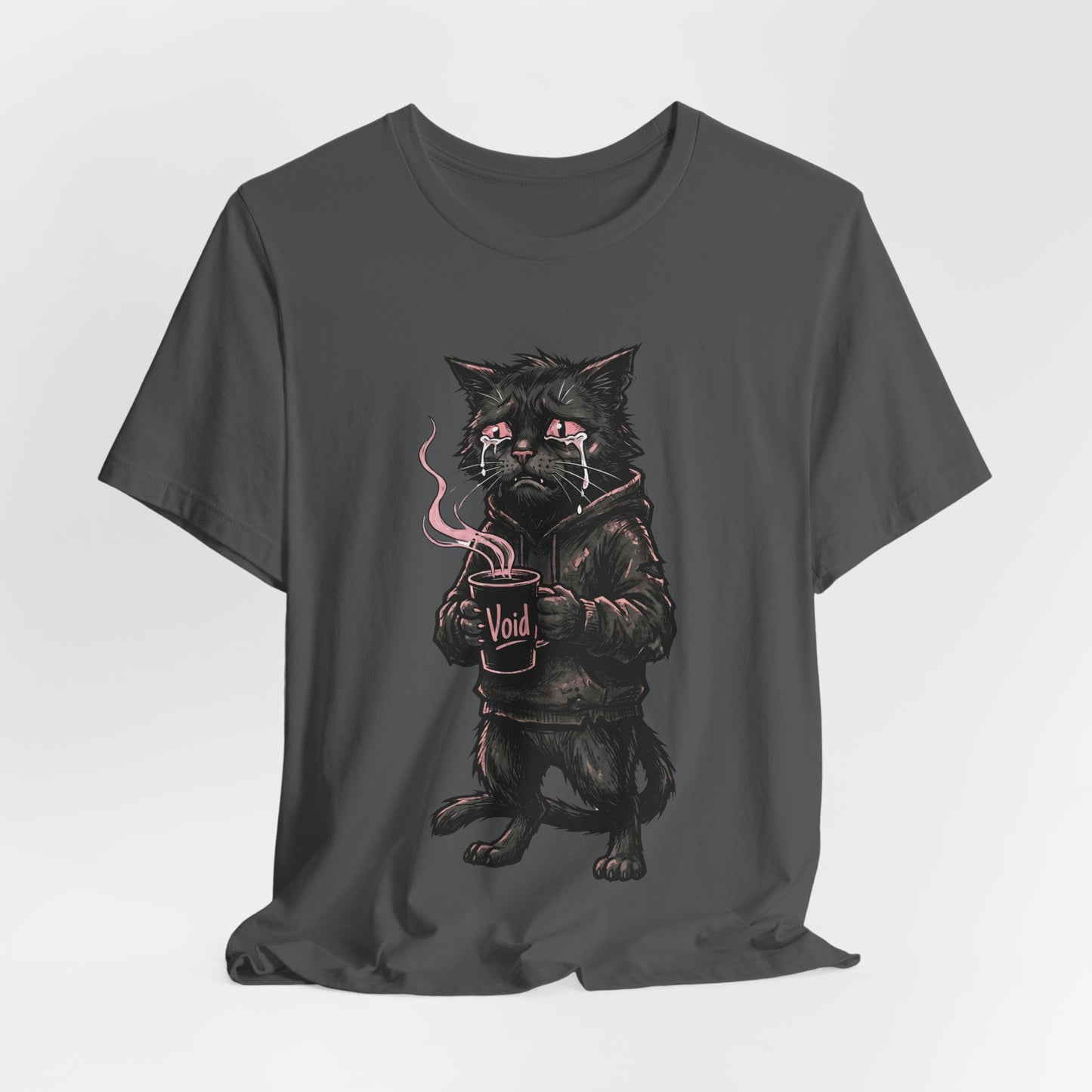 VOID - The Dark Void Cat T‑Shirt — Gothic Coffee Black Cat Illustration Tee