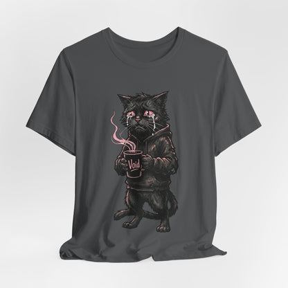 VOID - The Dark Void Cat T‑Shirt — Gothic Coffee Black Cat Illustration Tee