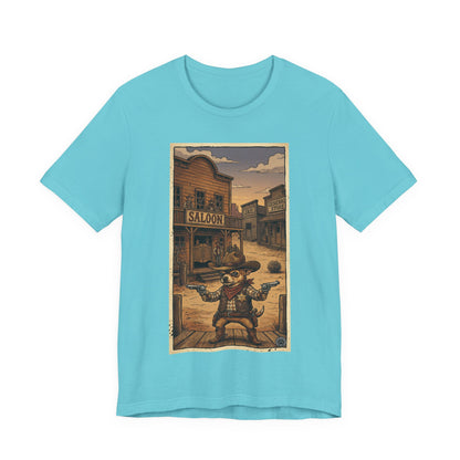 SheriffPaco - Vertical - Chihuahua Sheriff Western Saloon Showdown T-Shirt — Vintage Cowboy Sheriff Puppy Dog Graphic Tee