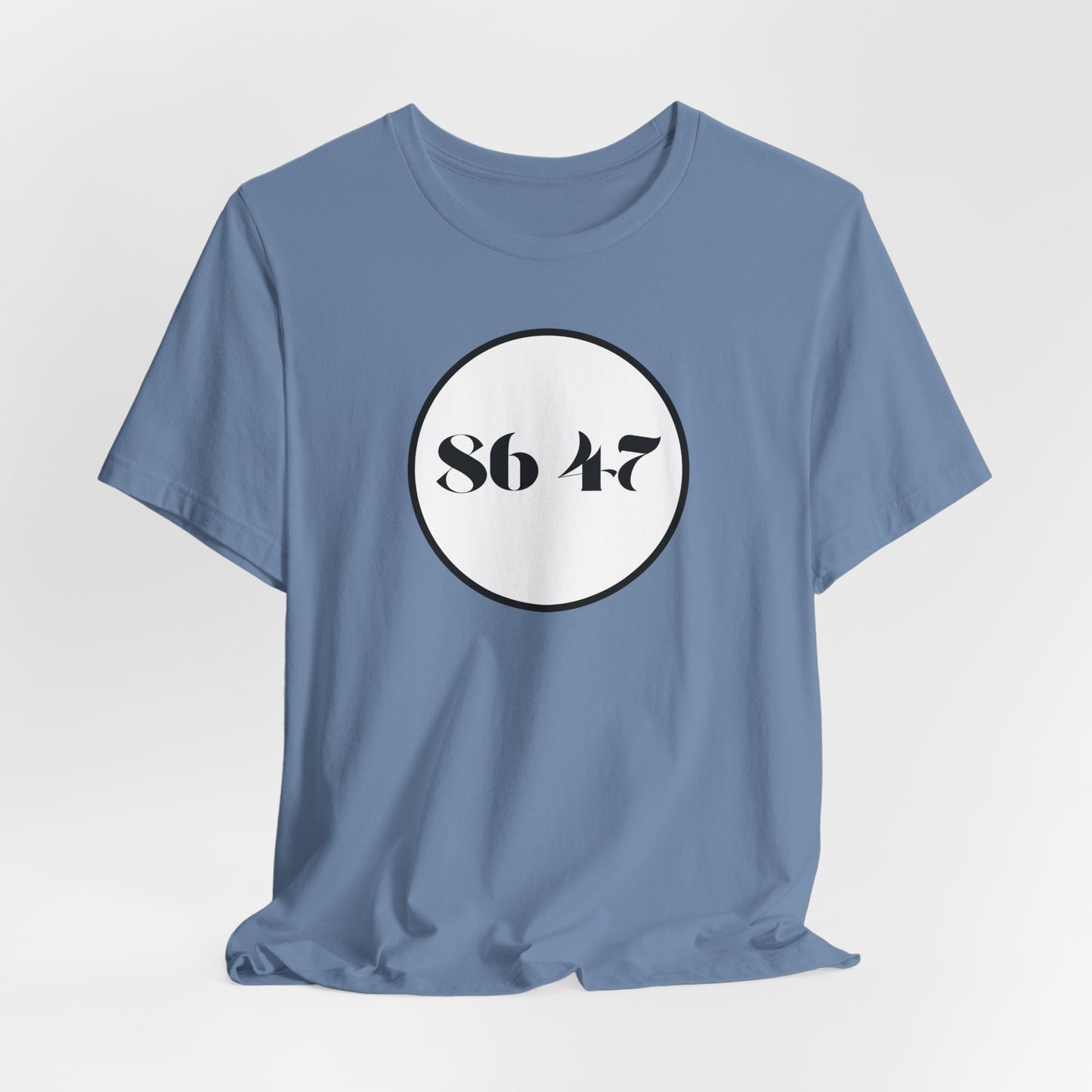 86 47 - Clean, Clear & Concise - Vintage Circle Number Tee — "86 47" Graphic T-Shirt