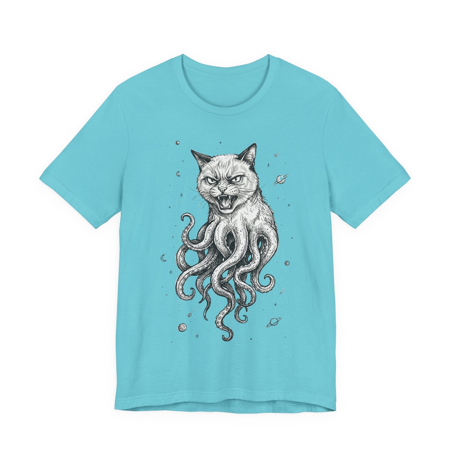 AlienCat In Space! - Cat-Octopus Hybrid Tee — Surreal Space Graphic T-Shirt