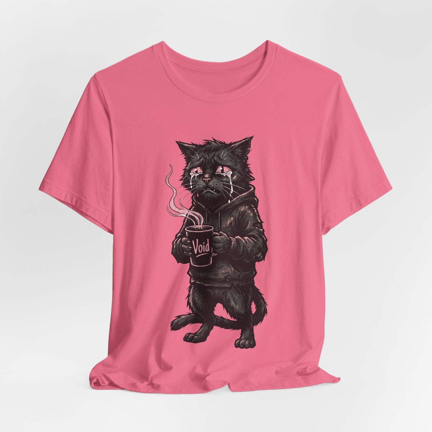 VOID - The Dark Void Cat T‑Shirt — Gothic Coffee Black Cat Illustration Tee