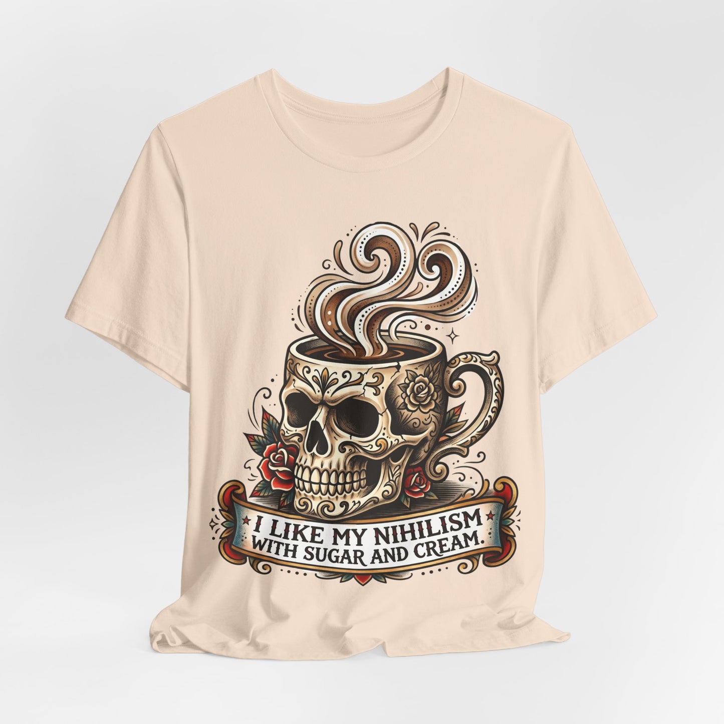 VOID - Skull Coffee Tee — "I Like My Nihilism With Sugar and Cream" Graphic T-Shirt