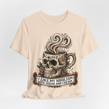VOID - Skull Coffee Tee — "I Like My Nihilism With Sugar and Cream" Graphic T-Shirt