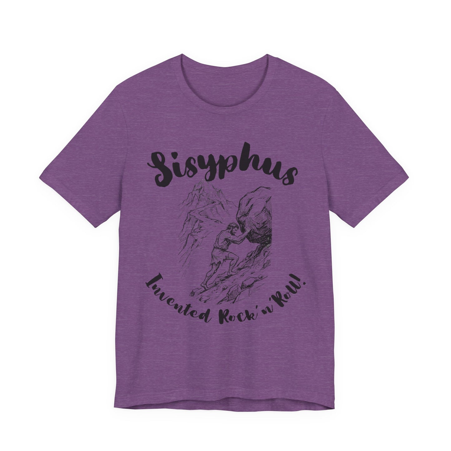 Greek Mythology Humor - Sisyphus T‑Shirt — 'Invented Rock 'n' Roll' Vintage Mythology Tee - Elvis Who?