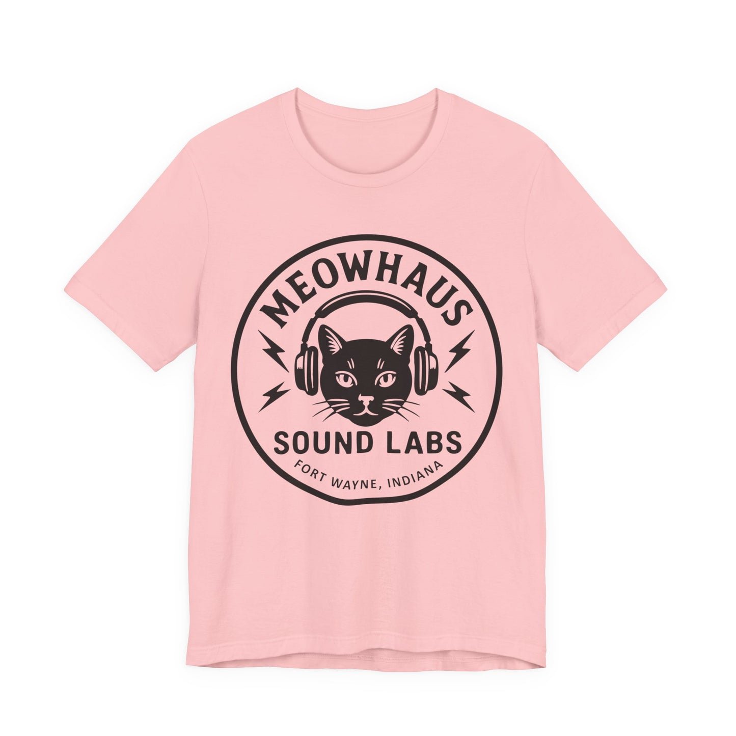 Meowhaus Sound Labs Cat Logo Tee - Large Clear Logo - Fort Wayne Indiana Audio Sound Music Recording Production Studio