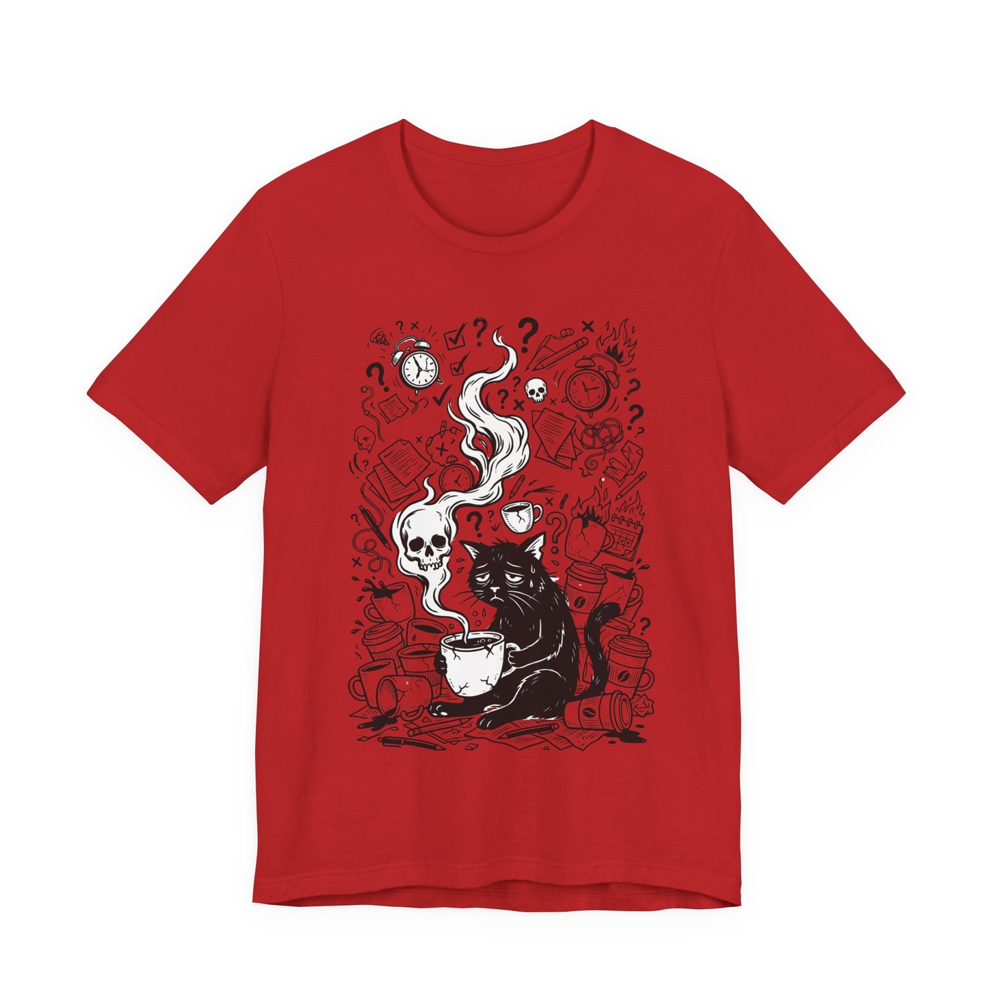 VOID - Mystic Black Cat Tee — Witchy Cat with Coffee Graphic T-Shirt