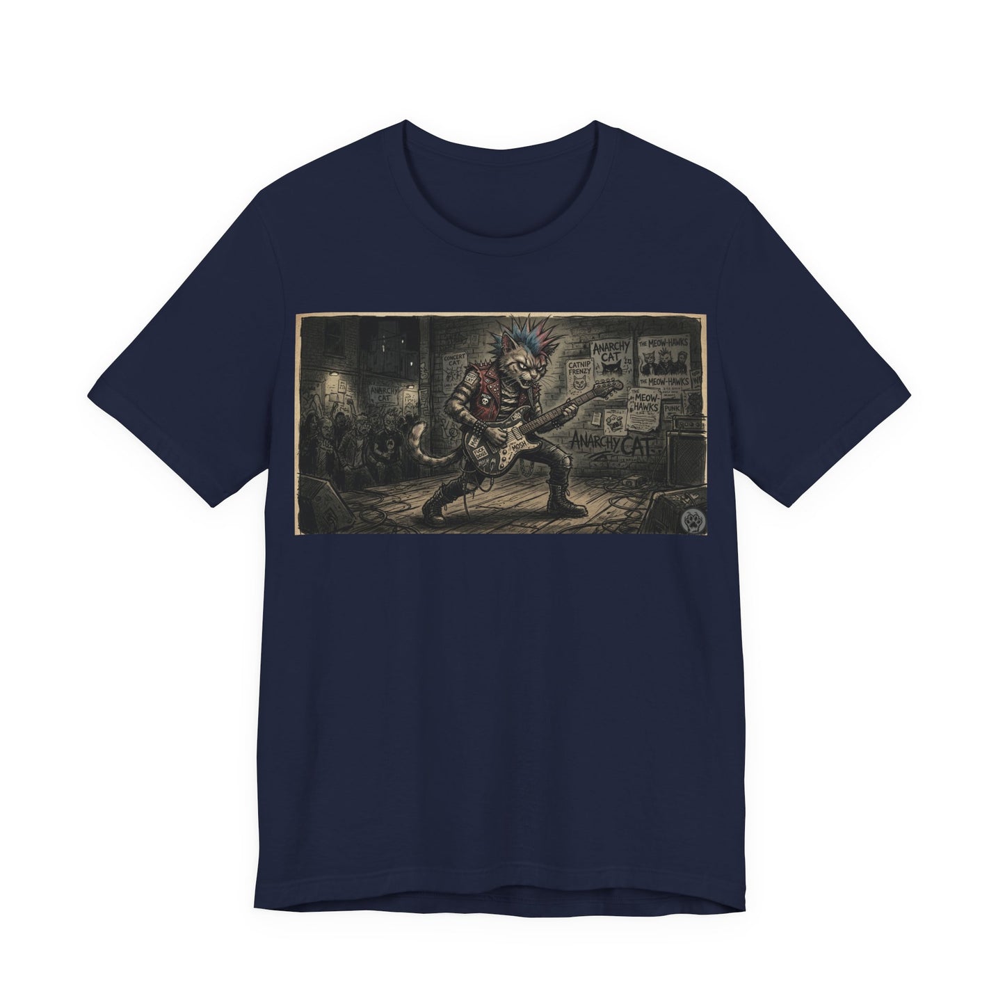 PunkCat At The Club -  Punk Rock T‑Shirt — Punk Cat Guitarist Design