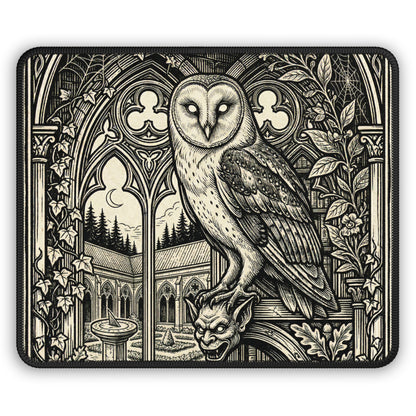 DarkArts - Owl 1 - Owl Gothic Mouse Pad — Medieval Courtyard Gaming Desk Mat