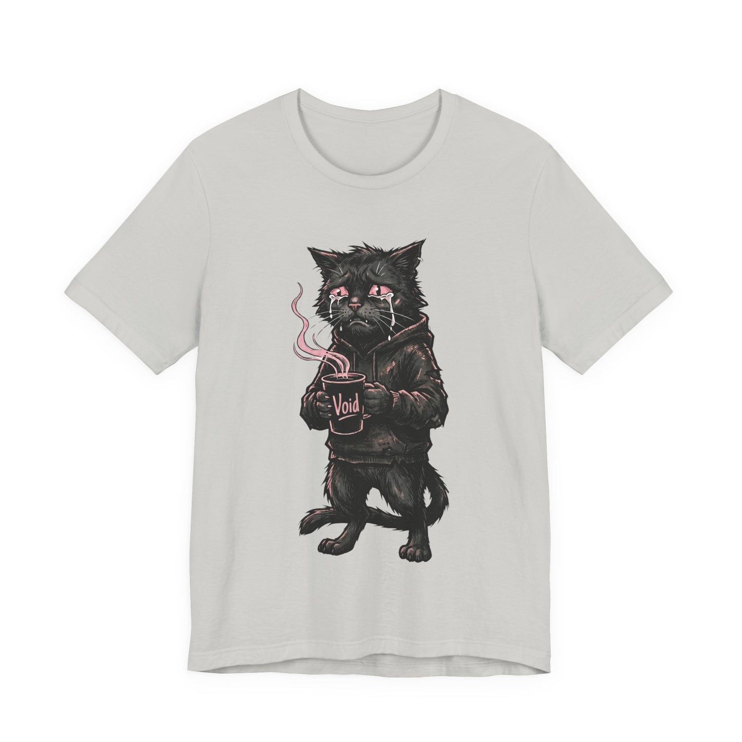 VOID - The Dark Void Cat T‑Shirt — Gothic Coffee Black Cat Illustration Tee