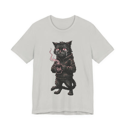 VOID - The Dark Void Cat T‑Shirt — Gothic Coffee Black Cat Illustration Tee