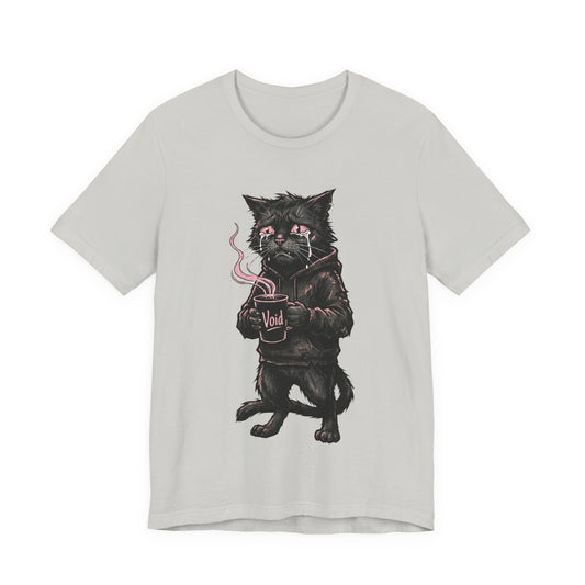 VOID - The Dark Void Cat T‑Shirt — Gothic Coffee Black Cat Illustration Tee