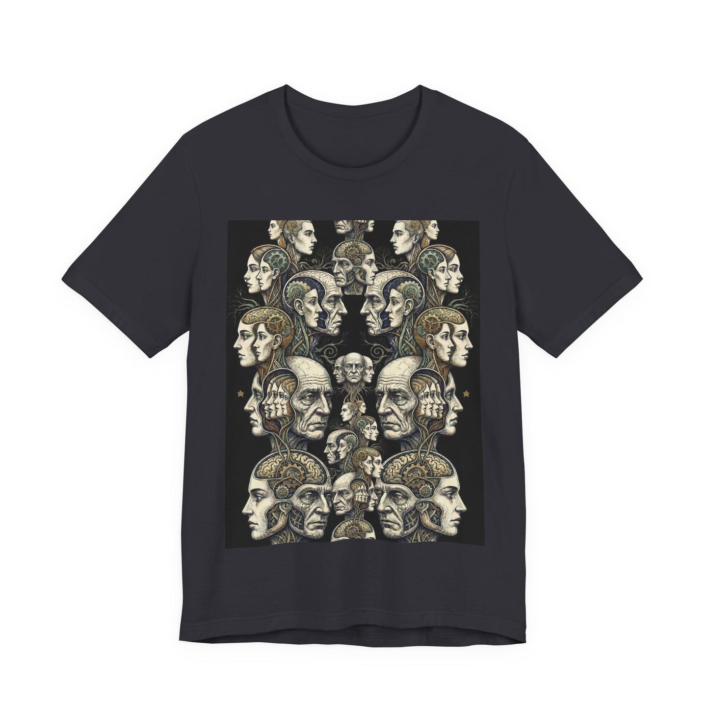 Family Of Thought - "All At Once" - Anatomical Heads Collage T-Shirt — Vintage Phrenology Art Tee