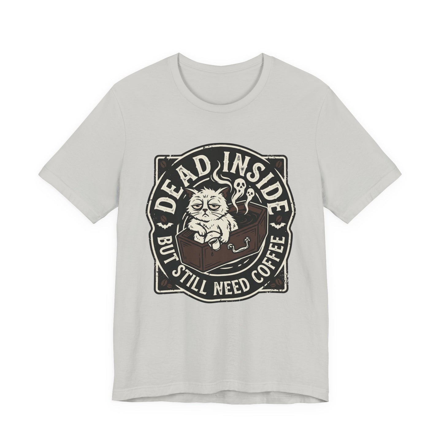 VOID - Dead Inside But Still Need Coffee T-Shirt - Coffee Cat Humor Tee