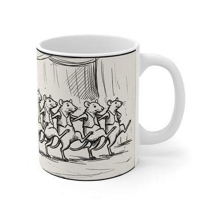 The Show Must Go On - 11oz Mug Ambi Handle - Dancing Rats Ceramic Mug — Cute and Funny