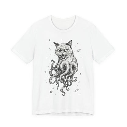 AlienCat In Space! - Cat-Octopus Hybrid Tee — Surreal Space Graphic T-Shirt