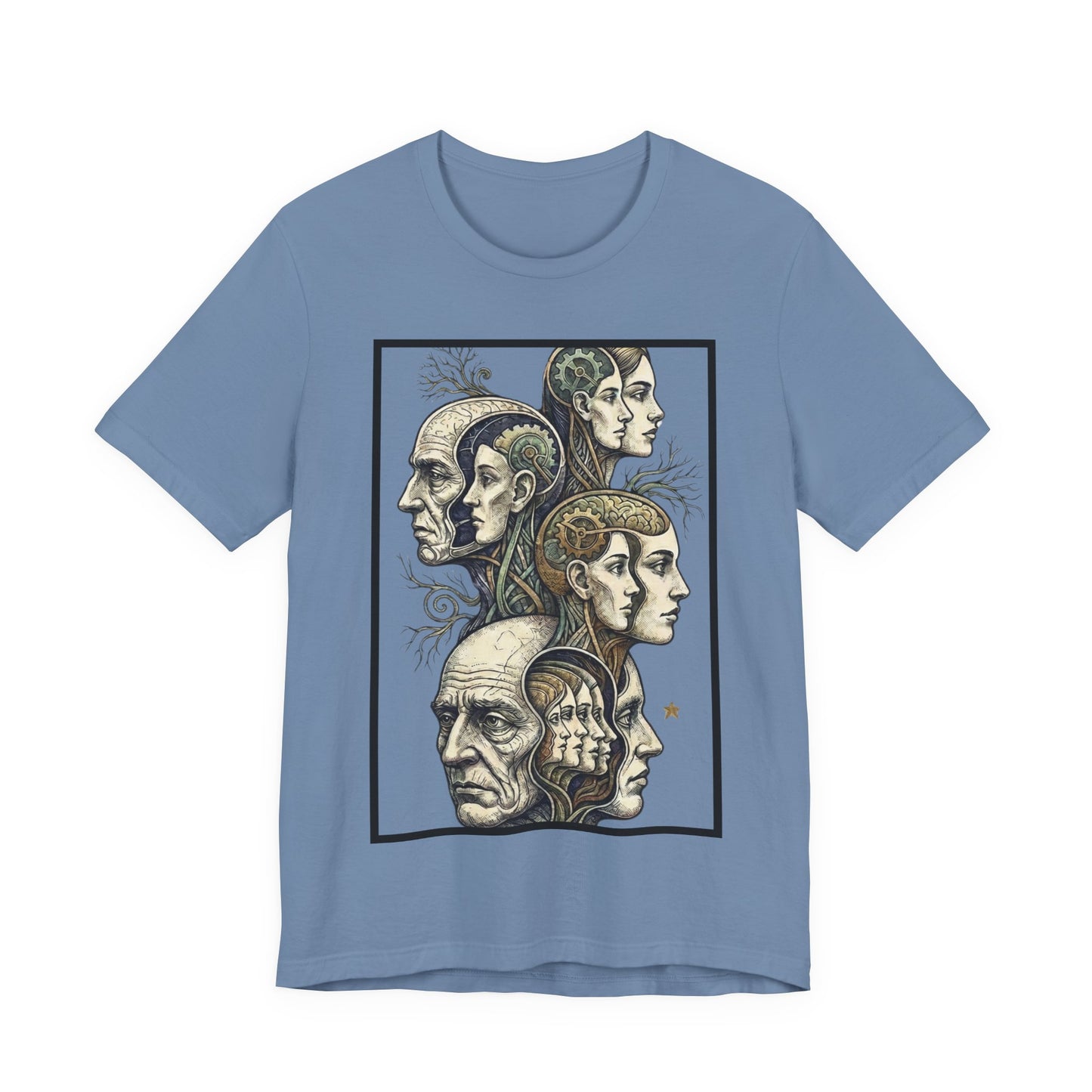 Family of Thought - Crop - Evolution of Minds T-Shirt — Surreal Human Faces Art Tee