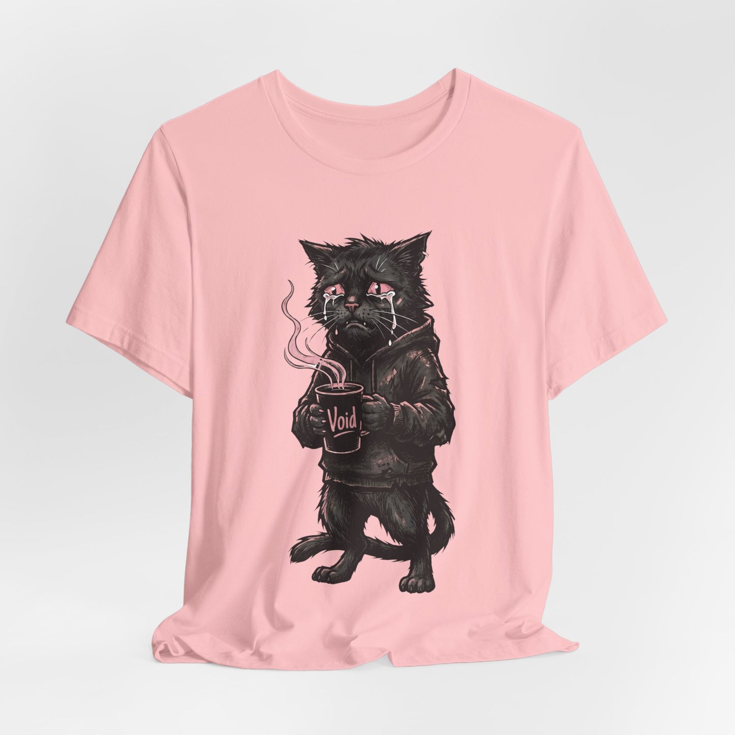 VOID - The Dark Void Cat T‑Shirt — Gothic Coffee Black Cat Illustration Tee