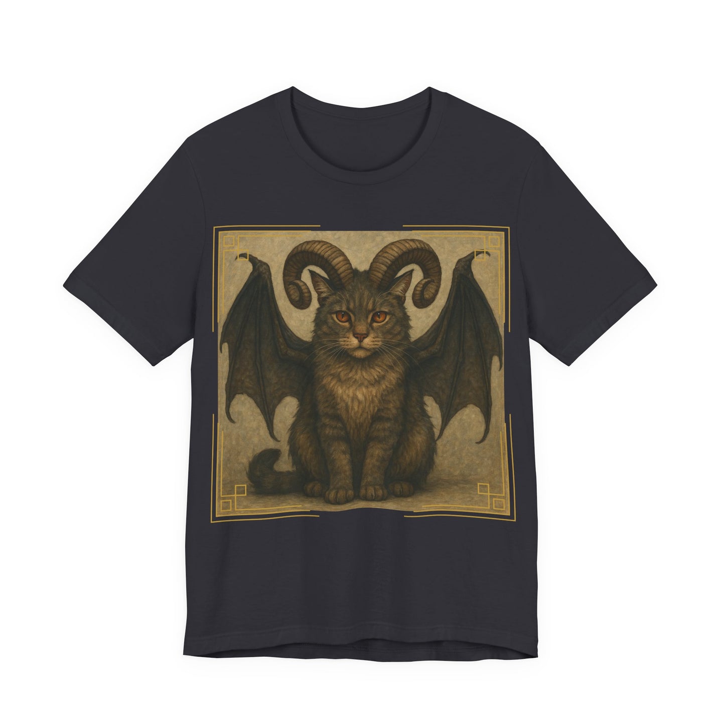 Folklore - Gothic Demon Cat T-Shirt — Horned Winged Feline Graphic Tee