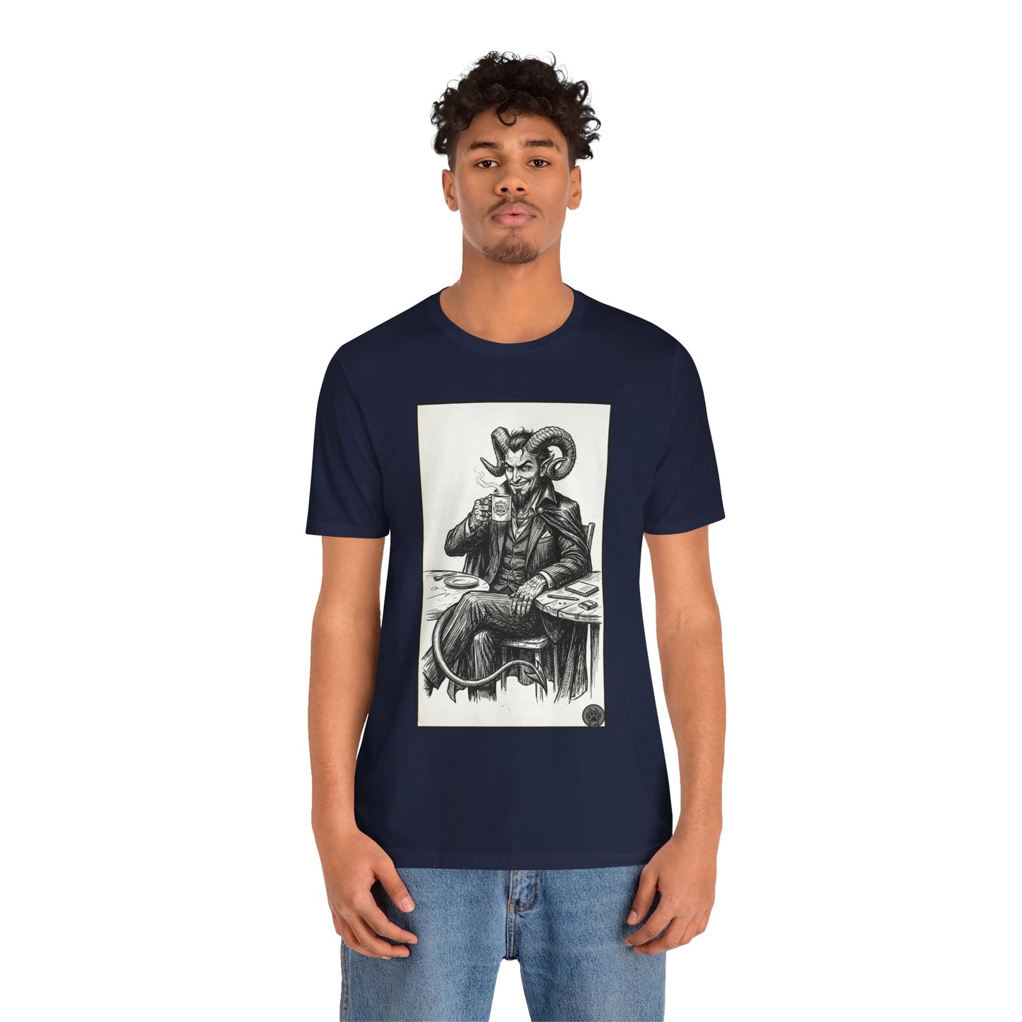 Devil's Brew - Coffee - Devil in a Suit Graphic Tee — Vintage Demon Illustration T-Shirt