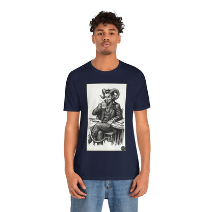 Devil's Brew - Coffee - Devil in a Suit Graphic Tee — Vintage Demon Illustration T-Shirt