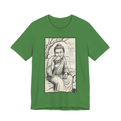 Bad Buddha Cheeseburger Sketch Tee — Humor Illustration T-Shirt
