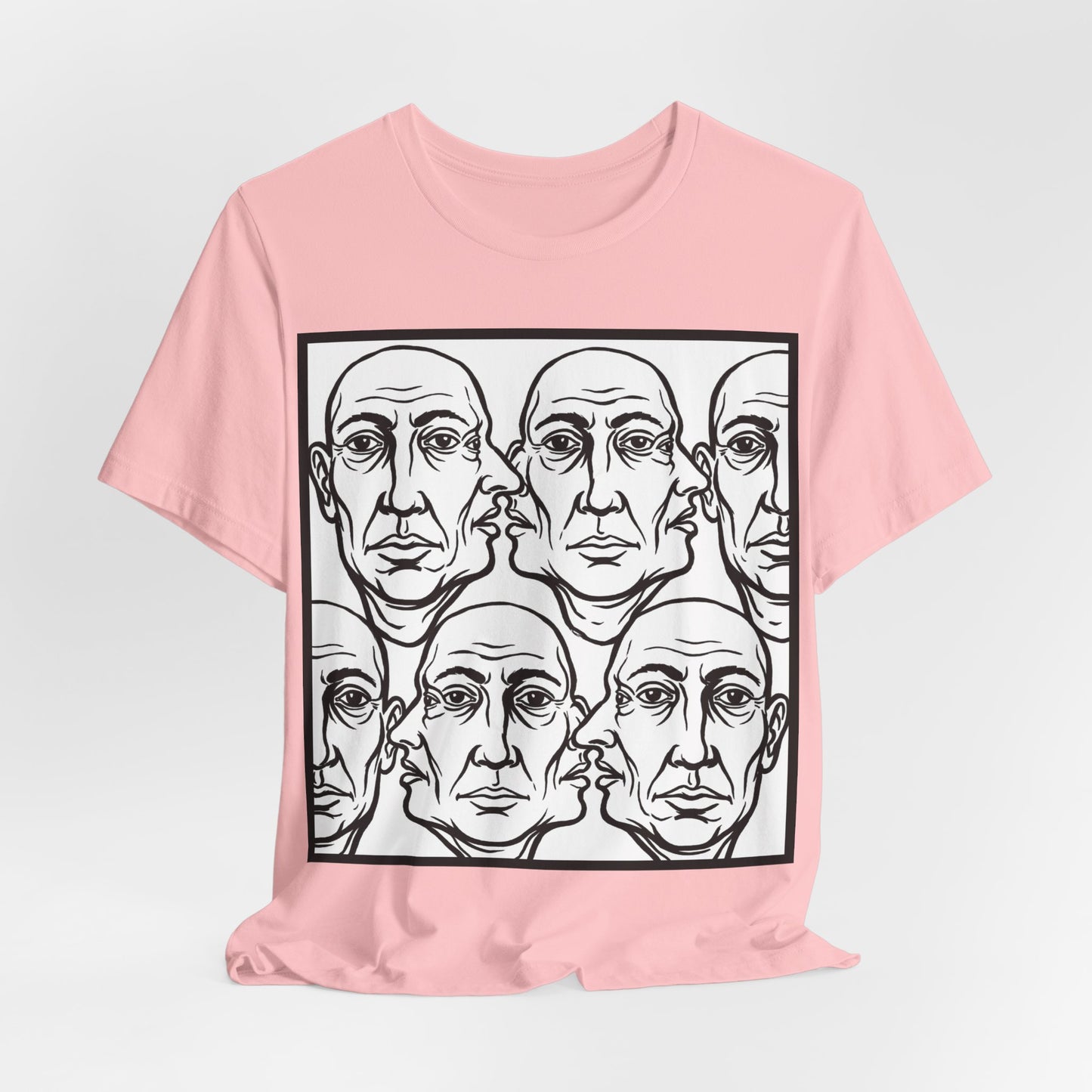 HotGossip - Version 2 - Monochrome Repeating Faces Tee – Abstract Expressionist Portrait T-Shirt