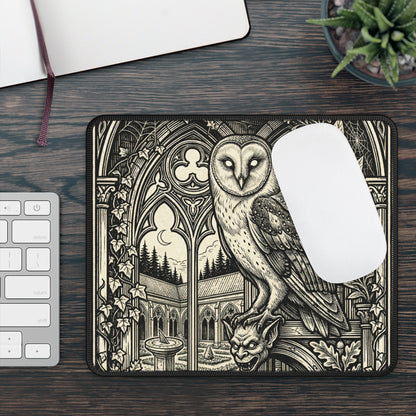 DarkArts - Owl 1 - Owl Gothic Mouse Pad — Medieval Courtyard Gaming Desk Mat